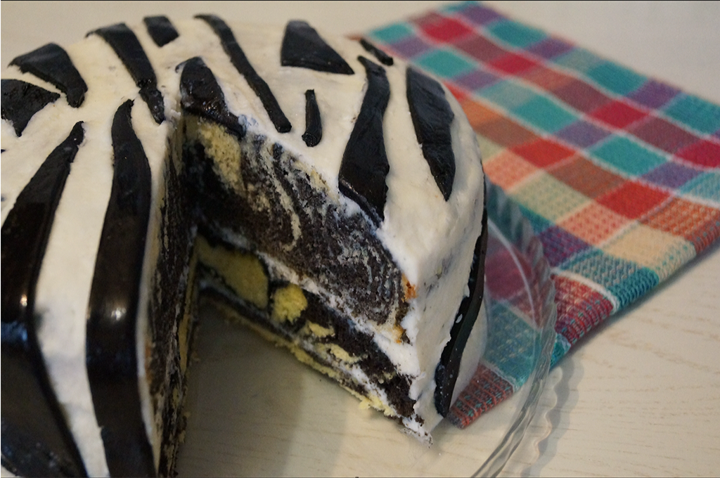 Торт "зебра" с творожно-масляным кремом: шаг 5