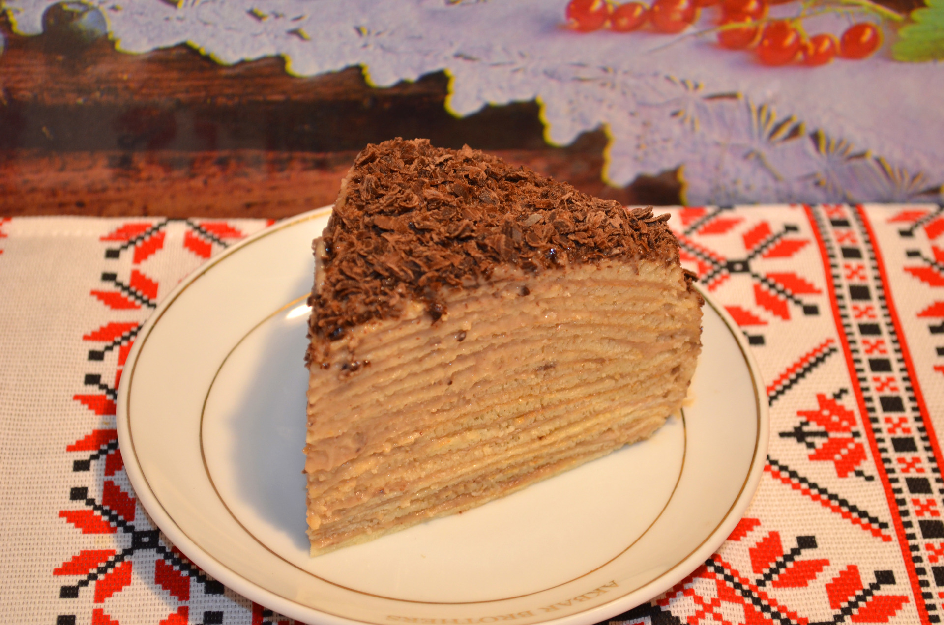 Фото к рецепту: Блинный торт с заварным кремом. как наполеон.