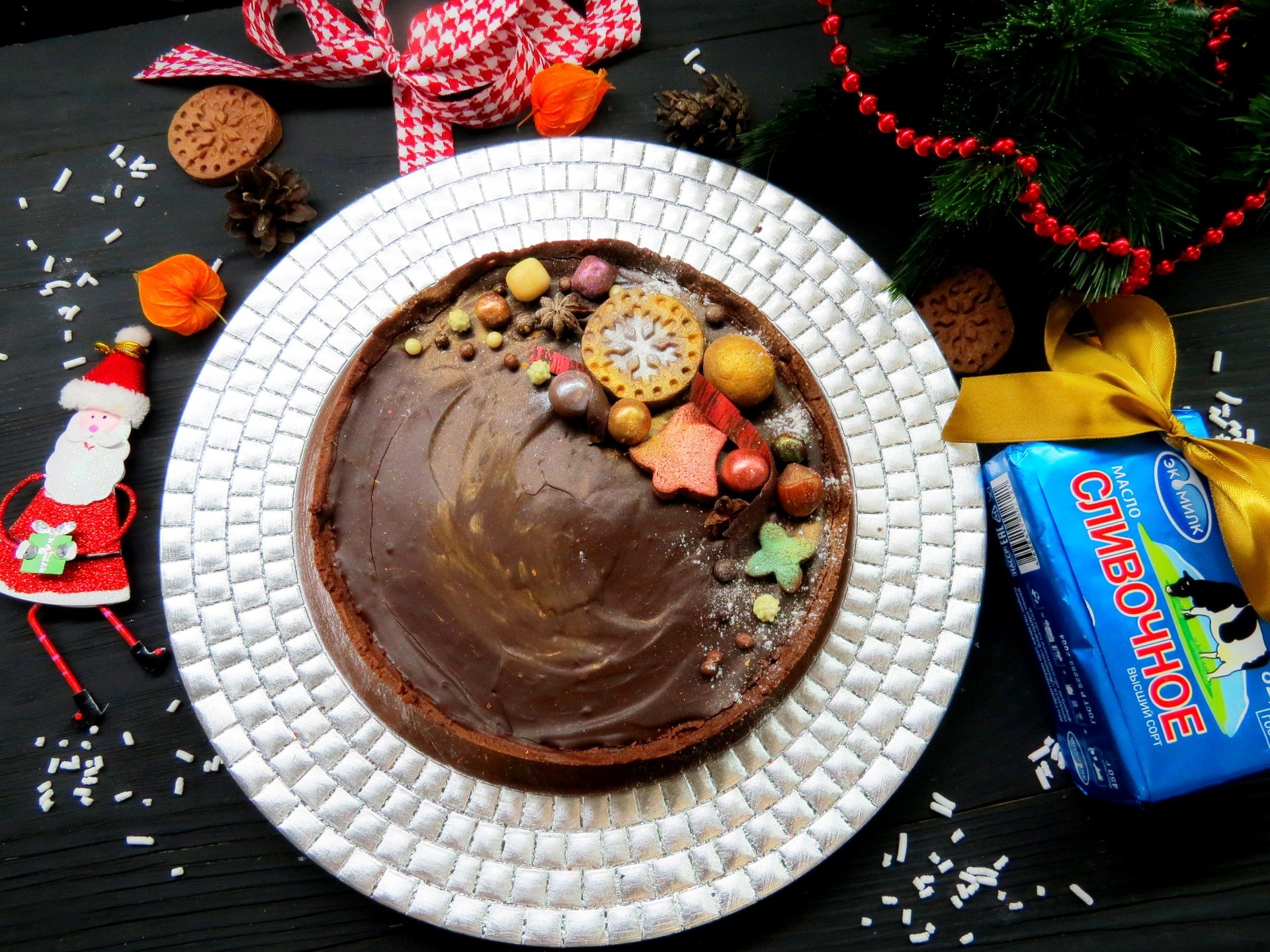 Фото к рецепту: Шоколадно-каштановый тарт