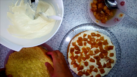 Торт "нежность" с персиками и творожным кремом: шаг 7